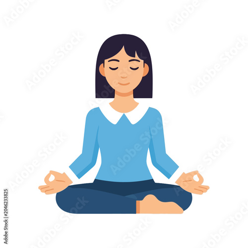 Woman meditating in lotus position calmly.