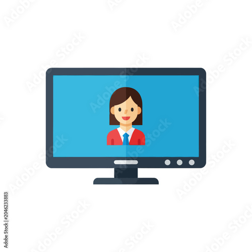 Woman on computer screen display.