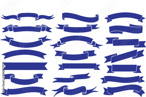 Tableau sur toile Vector collection of blank vintage blue ribbons and banner design elements for celebration labels and awards