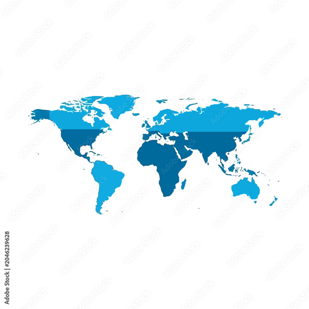Fototapeta premium World Map in Blue Tones.