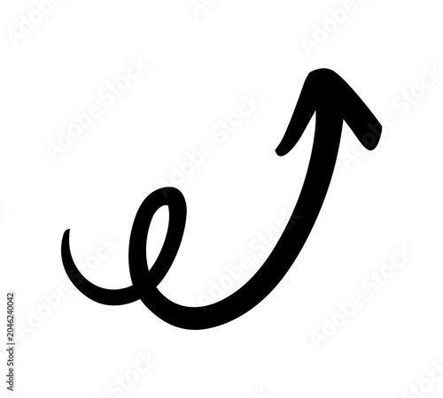 手書きのくるくる矢印 上向き 上昇