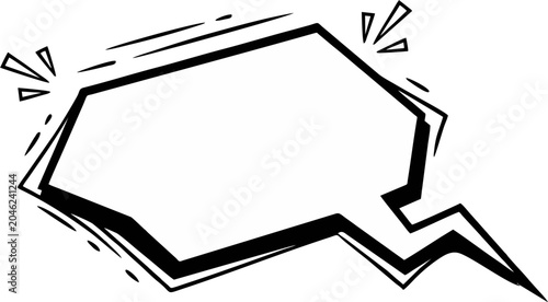 Foto Black and White Blank Comic Book Speech Bubble with Bold Outline Shadow and Spar