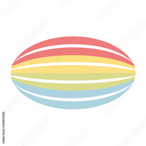 Abstract striped oval shape with pastel colors on white background