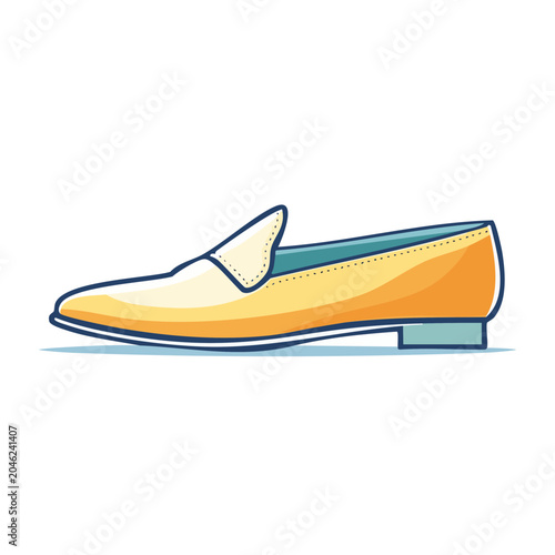 Yellow and orange loafer shoe, flat design illustration