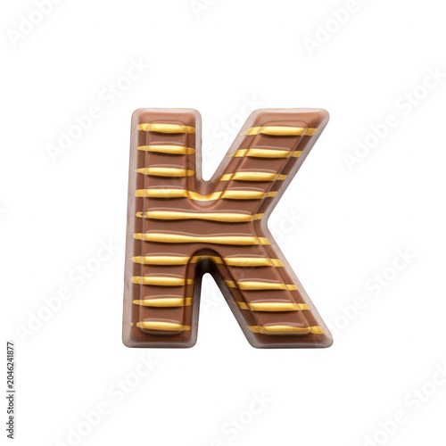Elegant gold embossed metallic letter k with intricate texture
