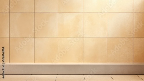 Plain wall with tiles and a base in a bright setting