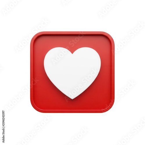 Vibrant red heart icon with white outline