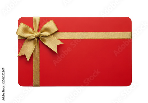 Elegant red gift box with decorative gold ribbon bow