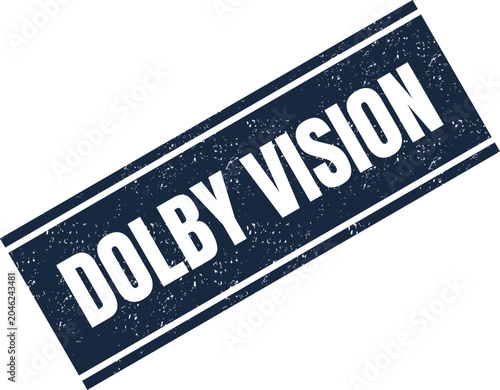 Fotografia Dark blue grunge rubber stamp with the white text DOLBY VISION for professional