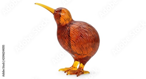 Wooden kiwi bird, handcrafted wooden bird, wooden figurine, brown wood