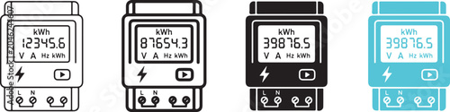 Tableau sur toile Set of electrical digital energy meters for power consumption monitoring