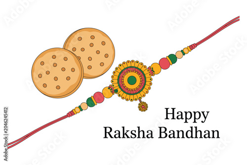 Colorful rakhi with decorative motifs and greeting text