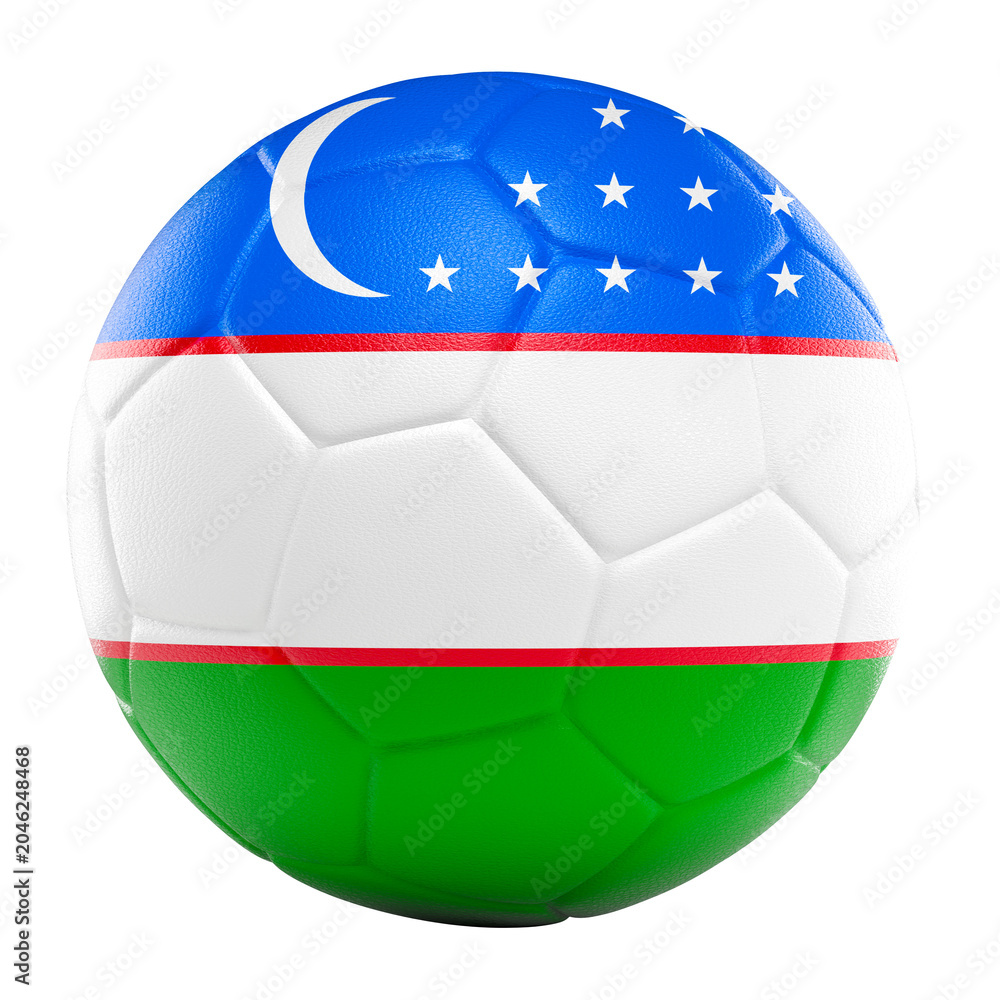 Fototapeta premium Uzbekistan flag soccer ball 3d