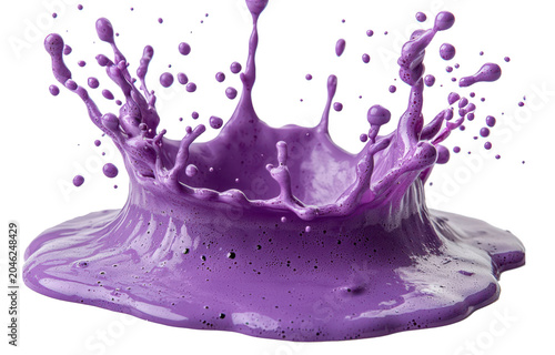 PNG, Vivid magenta liquid splash with dynamic fluid motion isolated on transparent.