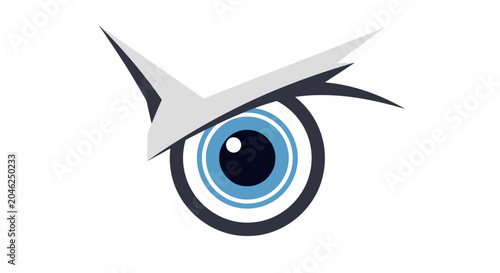 Foto Closeup of a blue eye with sharp black and white makeup.