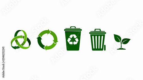 Cuadro en lienzo Eco friendly icons, recycling symbols, green waste management, sustainable livin