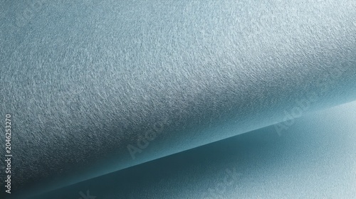 Soft blue paper rolled up on a flat surface in natural light