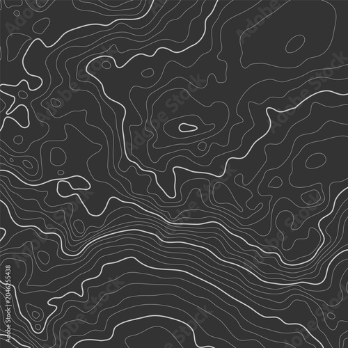 Abstract Topographic Map Background with Contour Lines and Terrain Pattern, Cartography Inspired Geographic Design, Modern Minimal Vector Illustration for Technology, Navigation and GIS Projects