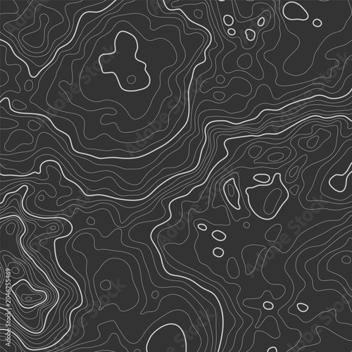 Abstract Topographic Map Background with Contour Lines and Terrain Pattern, Cartography Inspired Geographic Design, Modern Minimal Vector Illustration for Technology, Navigation and GIS Projects