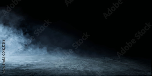 Картината върху платно Mysterious Foggy Floor: Ethereal wisps of smoke or fog drift across a dark, textured surface, illuminated by a subtle, dramatic light source creating an atmosphere of mystery and suspense