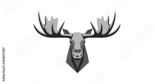 Naklejka Large Antlered Deer Head Illustration.