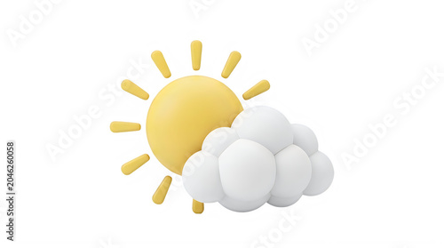 Sun behind a cloud weather icon graphic design element for forecast transparent background