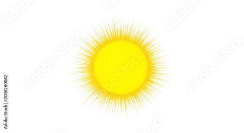 Bright yellow sun icon isolated on transparent background