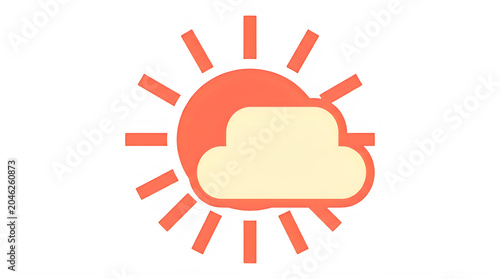 Sun and cloud weather icon with rays isolated on transparent background transparent background