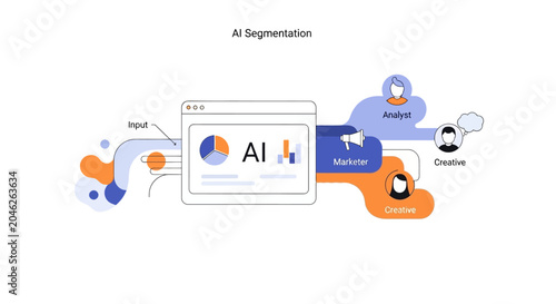 AI Segmentation Concept Illustration for Business Data Analysis and Team Workflow