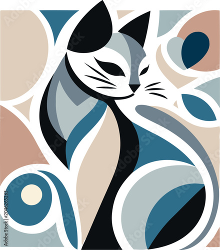Abstract Geometric Cat Illustration Artwork