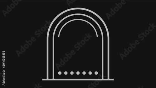 Foto Minimalist line art illustration of an arched portal or tombstone with dots on b