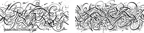 Konstfotografi Abstract messy calligraphy scribble line set