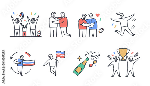 Football Fan Celebration with Victory Cup and Champagne