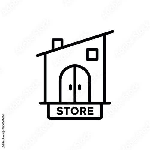 Minimalist store building icon for retail business and e-commerce website interface design in a flat vector style