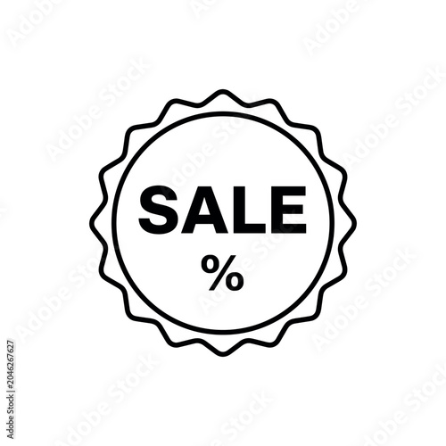 Sale badge icon with percentage symbol for marketing promotions and discount events in a clean line vector style