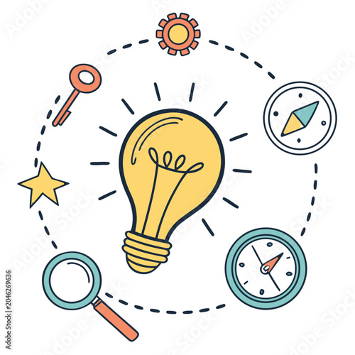 Use Your Common Sense Day Lightbulb Wisdom Abstract Icons Vector