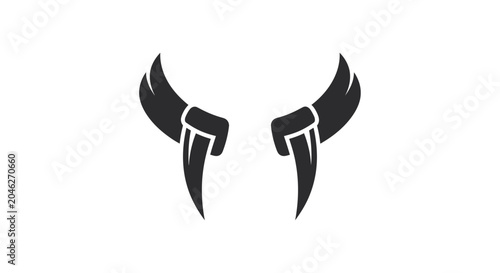 Stylized Black Horns Icon Graphic Design Element.