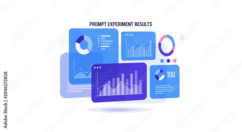 Fototapeta premium Business Data Dashboard Visualization for AI Prompt Experiment Results with Statistical Charts and Graphs