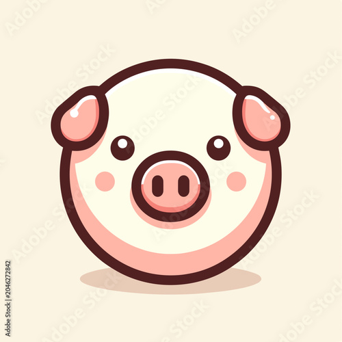Cute cartoon pig face illustration on a light background