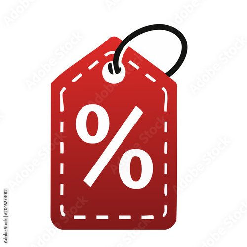 Red discount tag with percentage symbol