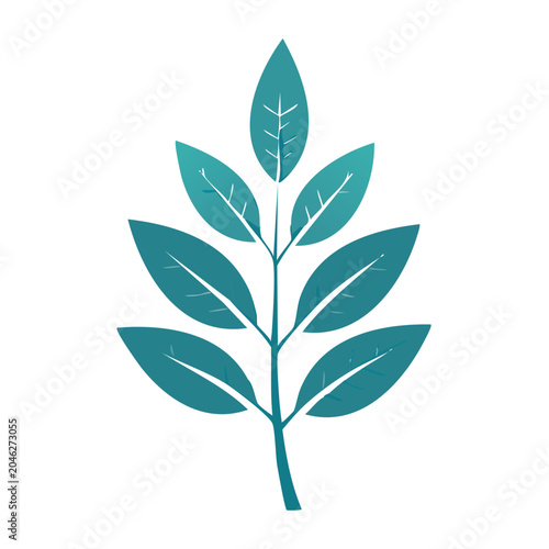 Teal leaf branch illustration