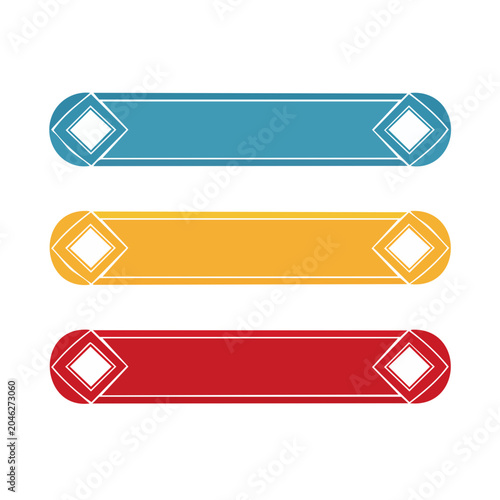 Three colorful horizontal banners with diamond accents
