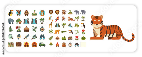 Photography Jungle bundle web icon Collection Vector Tropical Wildlife and Nature Symbols wi