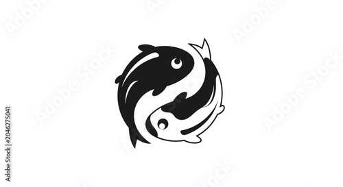 Schilderij op canvas Yin Yang Fish Symbol Representing Balance and Harmony.