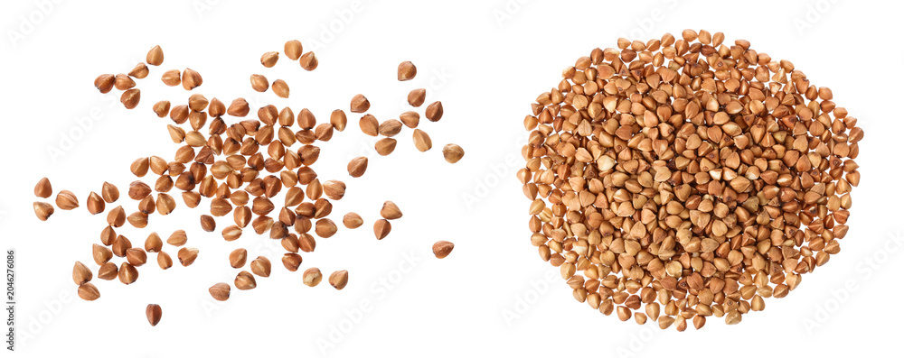 Fototapeta premium buckwheat grain isolated on white background . Top view. Flat lay.