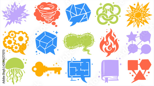 Картината върху платно Vibrant collection of abstract vector speech bubble icons, showcasing a diverse