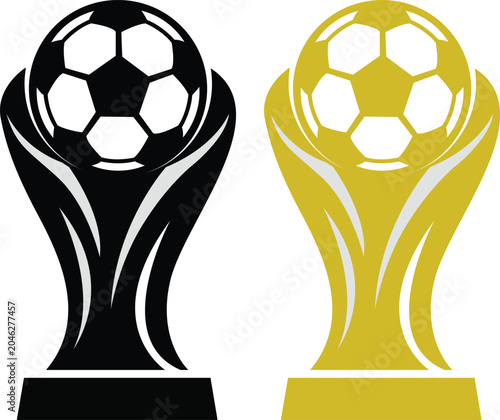 Tableau sur toile Soccer Trophy Silhouettes In Black And Gold Vector Illustration