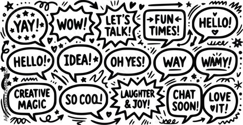 Canvas Print A playful black and white vector illustration graphic design featuring a collect