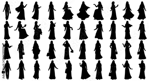 Fotografie Silhouette of women in various poses.