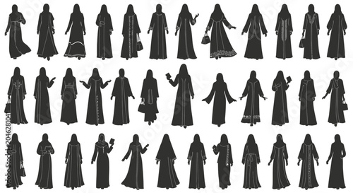 Tableau sur toile Silhouettes of people in robes standing.